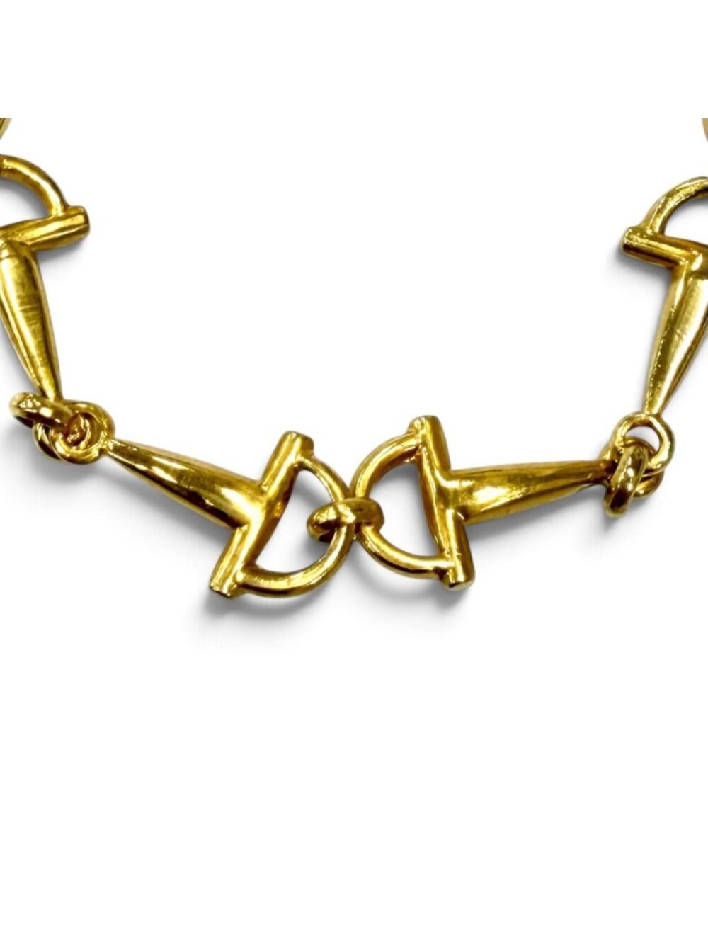 Celine Vintage Triomphe Horsebit Chain Long Necklace Gold